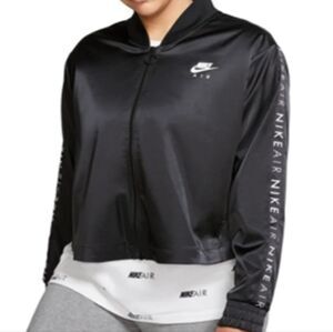 Nike Air Satin Crop Track Jacket Black Women's Sz M Streetwear Athleisure Casual